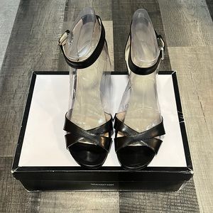 Nine West| Mirandao| Black| Wedge |Leather|Sandal